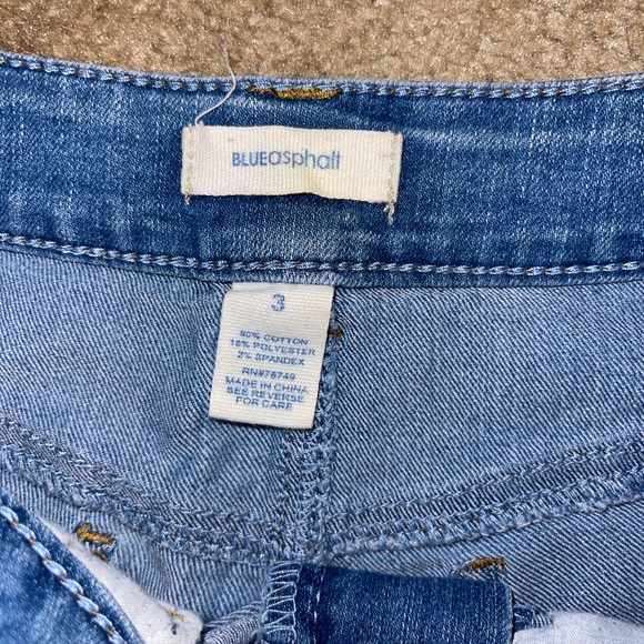 Blue Asphalt Blue Denim Laced Up Jean Shorts - Picture 2 of 4